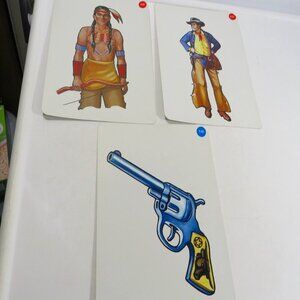 Peabody 60s Cowboy, Indian, Gun Pistol 6 shooter (3) cards Vintage Artwork